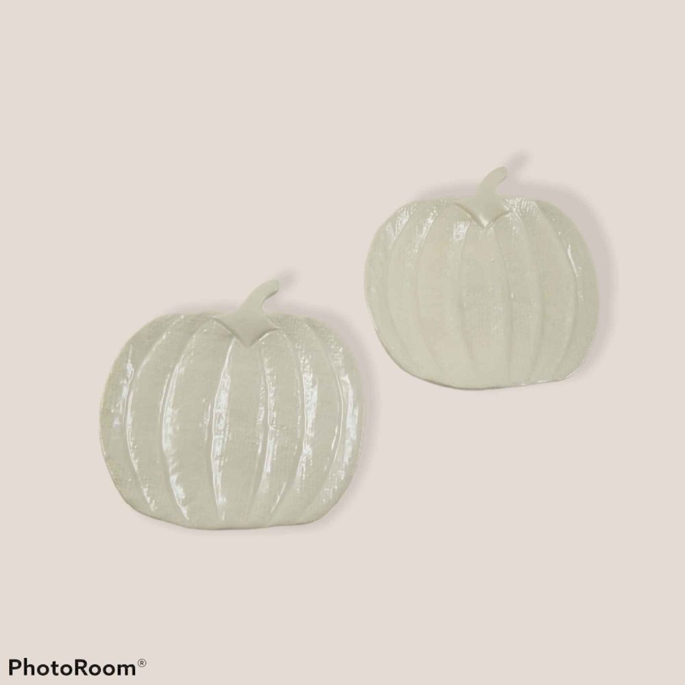 2 Ceramic Pumpkin Plate Dash That New Traditions 4.5" Beige Serve Dish Porcelain